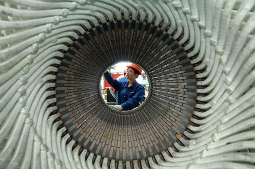 Wind turbine manufacturing in China’s Shandong Province.